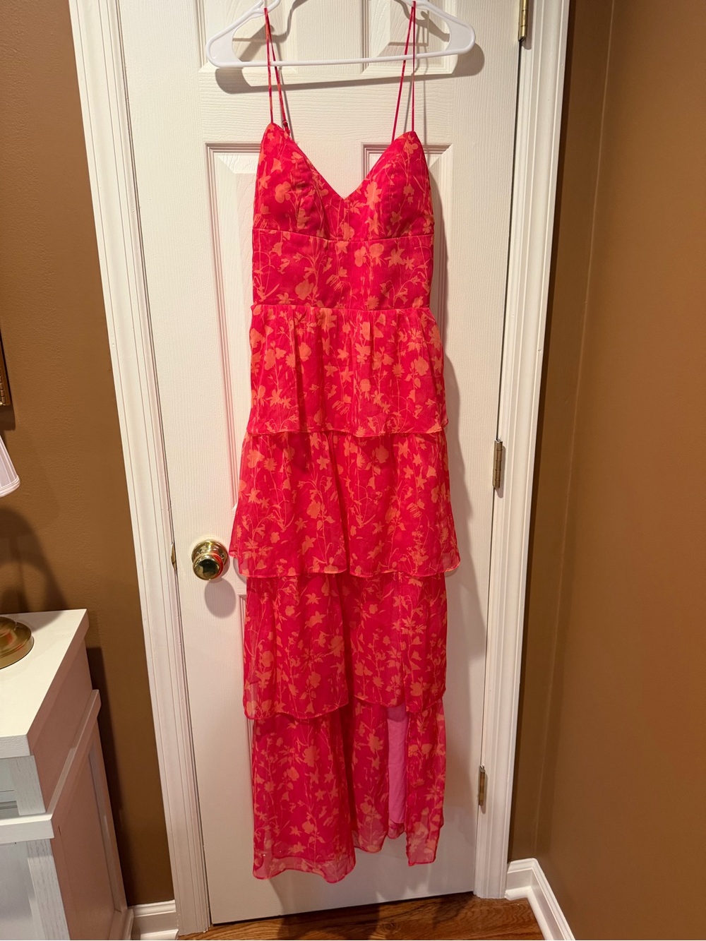 Pink Floral Tiered One-Piece Dress